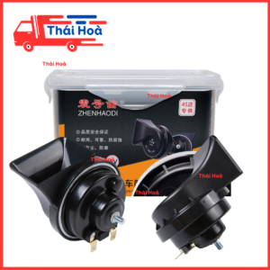 Còi ô tô xe máy xe tải còi sên đen hộp nhựa 12v 24v ( 2 chiếc)
