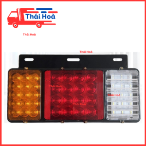 Đèn led hậu xe tải có bát, đèn đuôi ô tô xe tải 3 ngăn có chân bắt 12v 24v