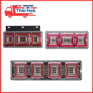 1 Đôi Đèn hậu xe tải 3 khoang 4 khoang vuông, đèn hậu ô tô xe tải máy cày 12/24v dùng chung