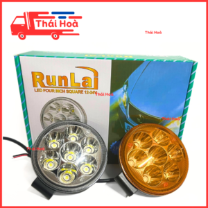 2 Đèn trợ sáng ô tô xe máy xe tải runlai 7 mắt 12V 24V dùng chung